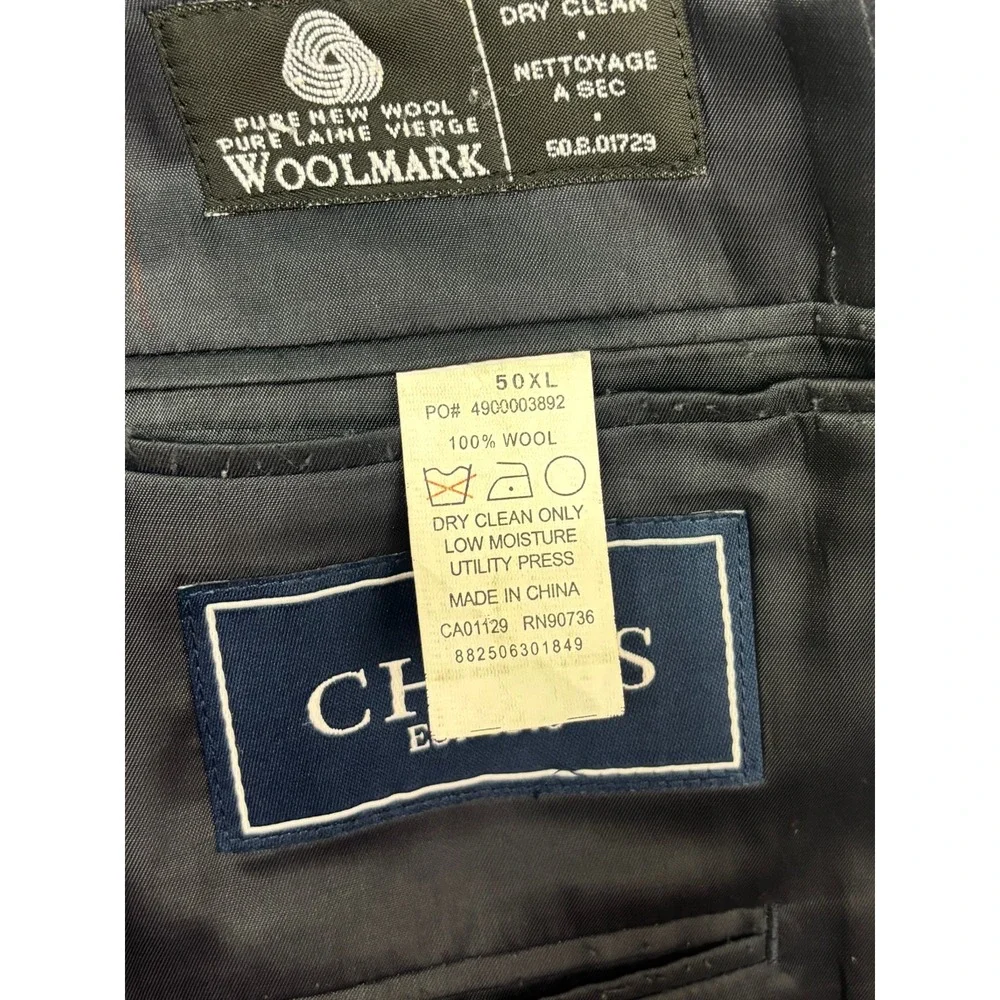Chaps 50L 50XL Navy Blue Gold Buttons Blazer Jacket Sport Coat 100% Wool Mens